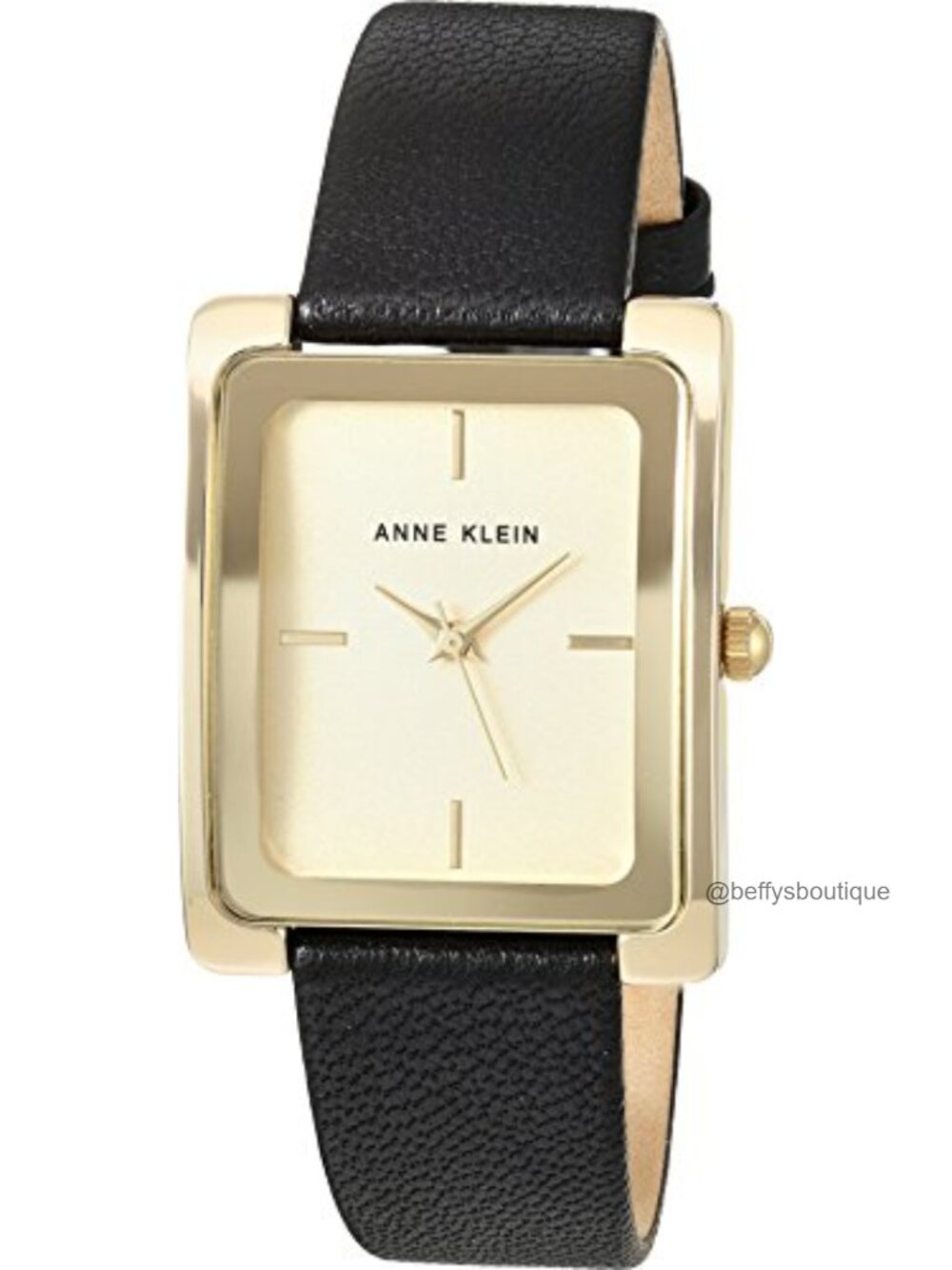 Leather Strap Watch with Champagne Dial & Gold-Tone Hands
